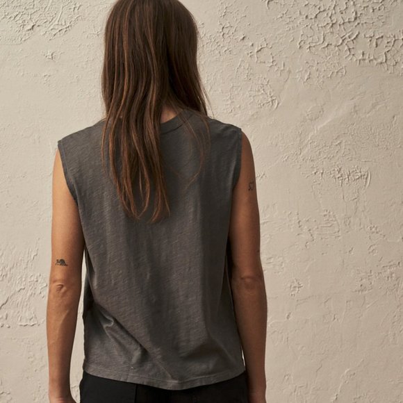 Slub Muscle Tank in Faded Black Venice Wash - Picture 3 of 7